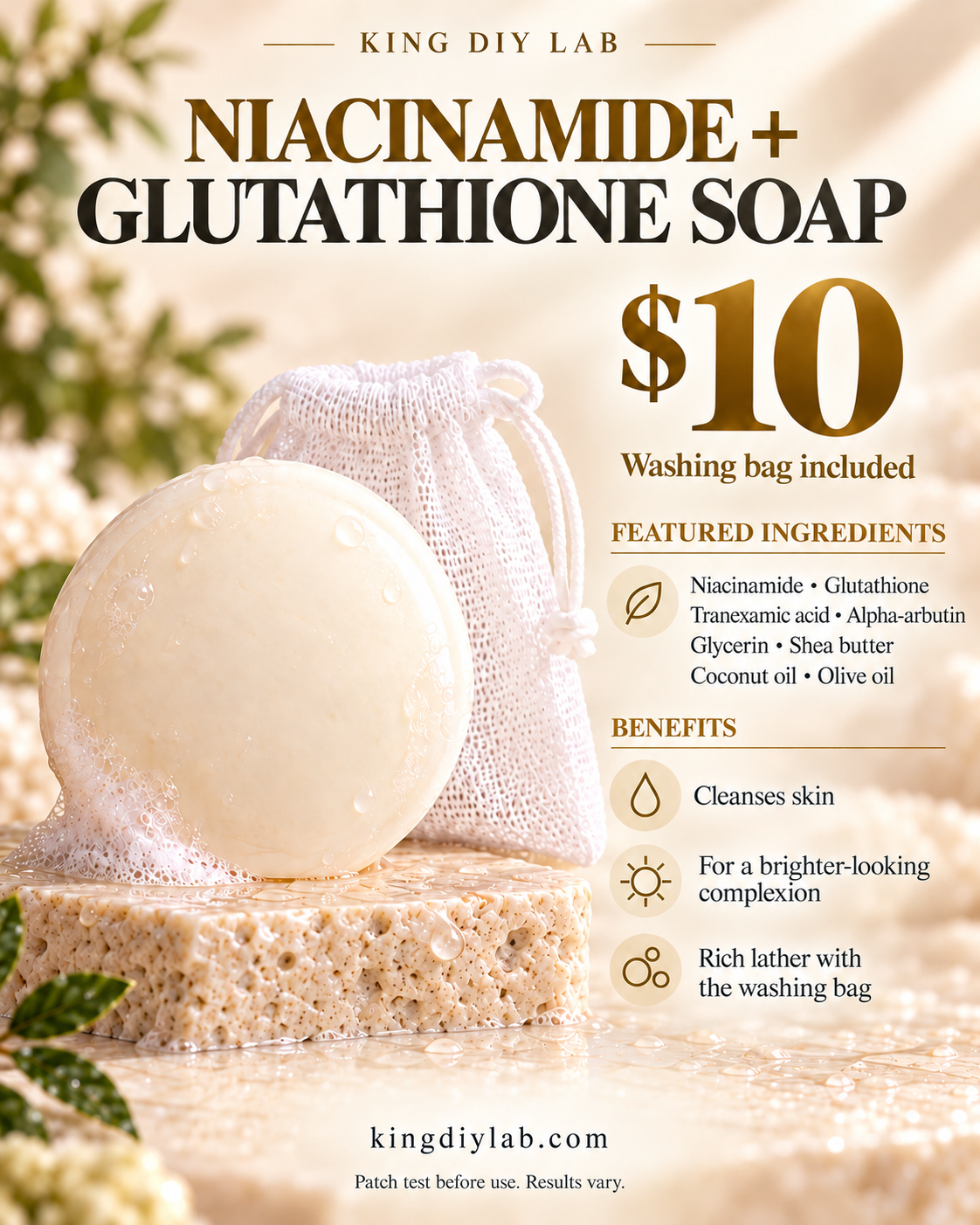 Niacinamide + Glutathione Soap product information